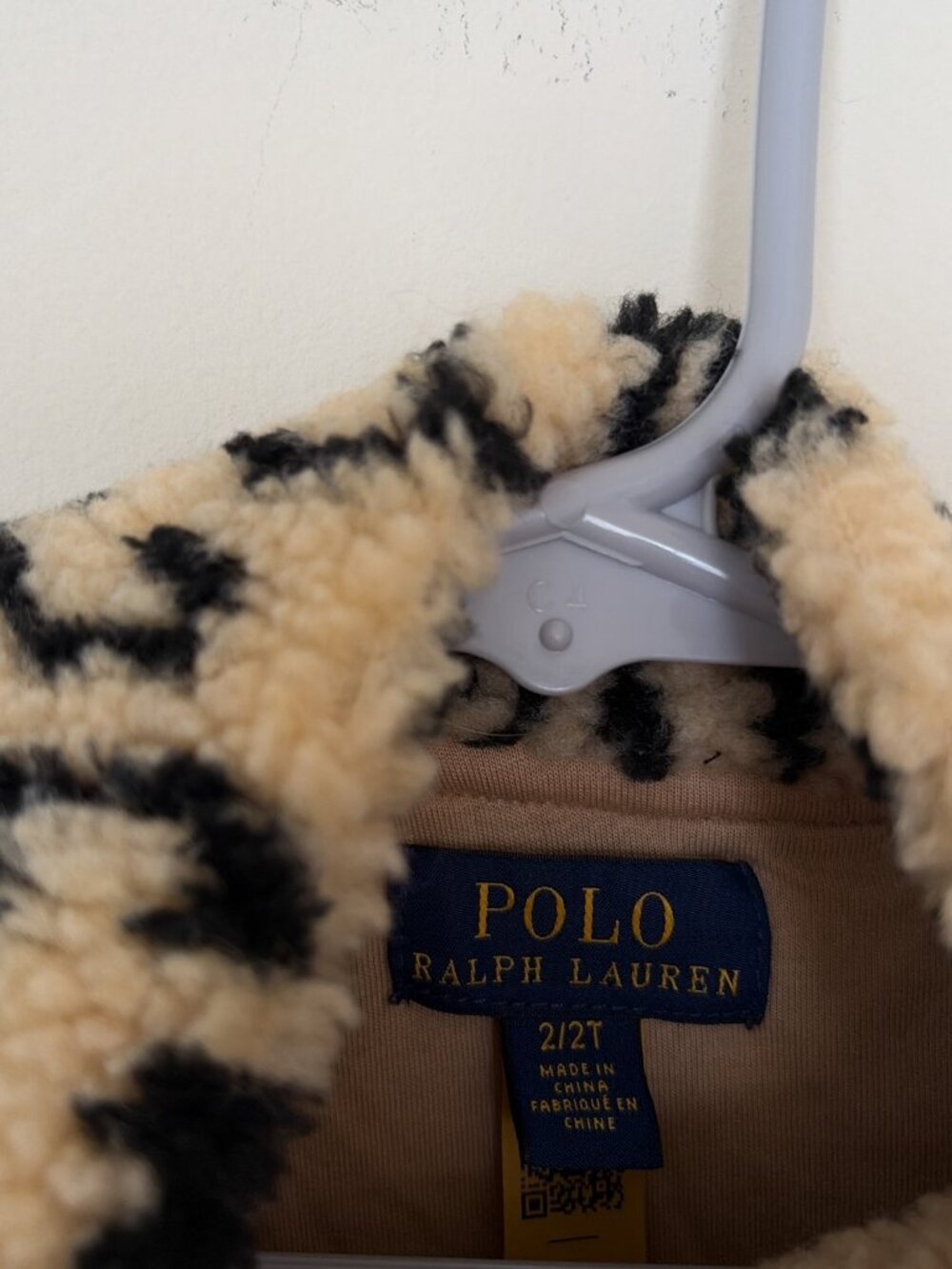 Polo Ralph Lauren Girls Cheetah High Pile Fleece Quarter Zip Pullover - Picture 3 of 5